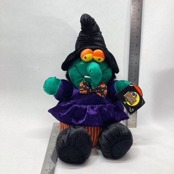 VINTAGE 1994 Dandee Velour Witch Halloween Plush Stuffed Animal Soft Expressions - Picture 8 of 9